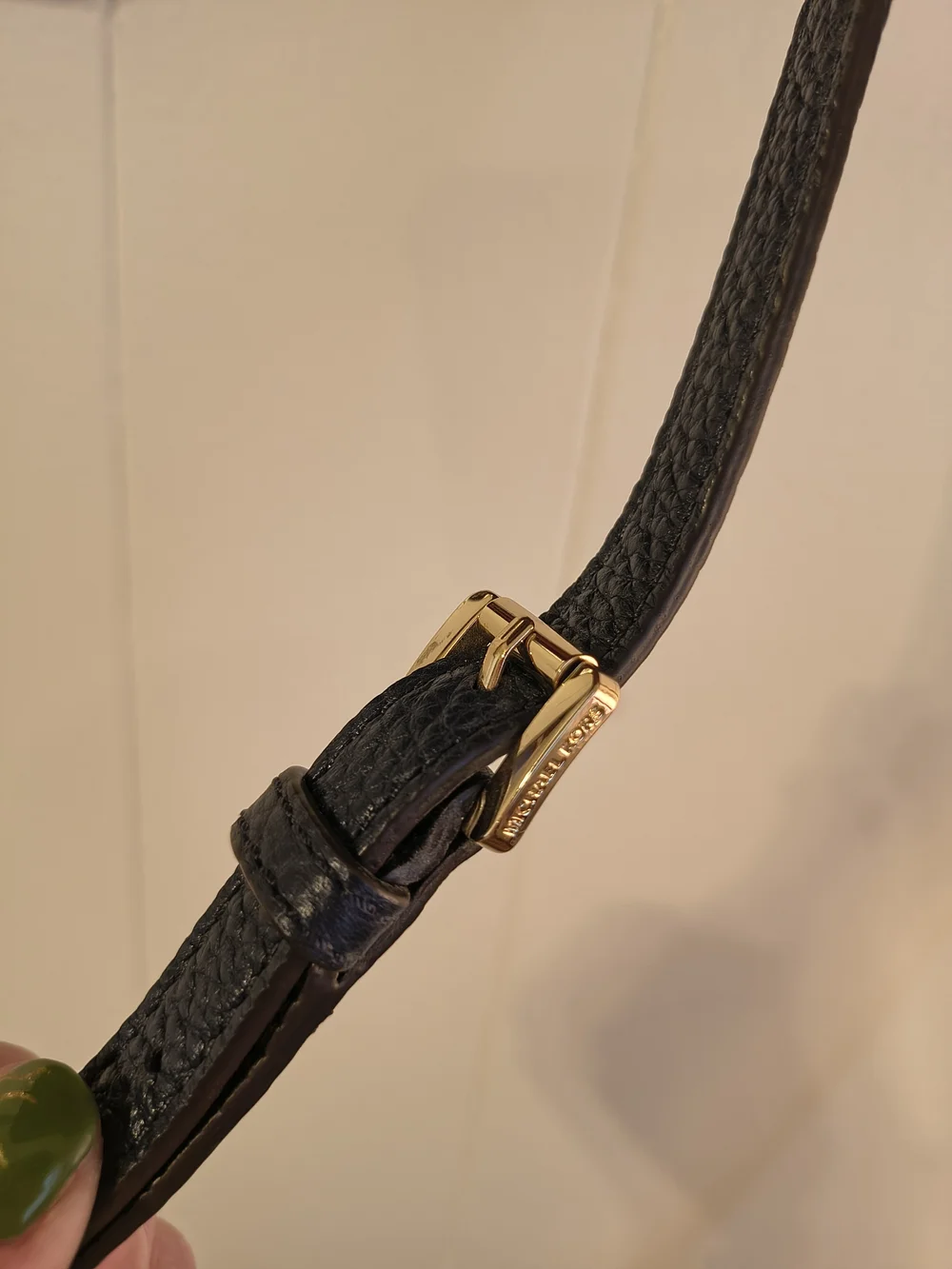 Michael Michael Kors Navy Pebbled Leather Crossbody with Tassel and Gold Chain - Picture 5 of 8